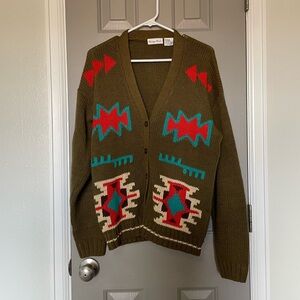 Knit Sweater Cardigan Pattern Boutique Carriage Court Button V Neck Large